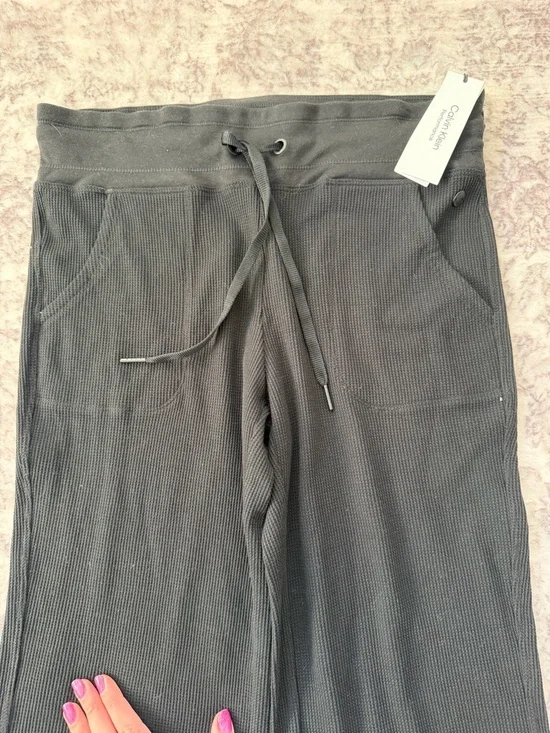 Calvin Klein Black Sweatpant Wide-Leg Lounge Pants Size Large Women’s NWT - Picture 2 of 5